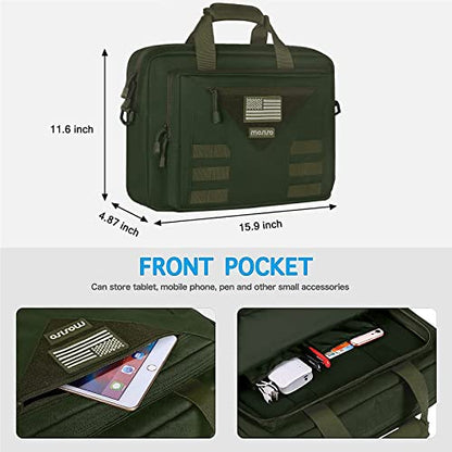 MOSISO 15.6 inch Tactical Laptop Bag for Men, 15-16 inch Messenger Bag | Tactical Messenger Bag Briefcase Shoulder Bags with Multi-Pockets, Army Green - color: Army Green