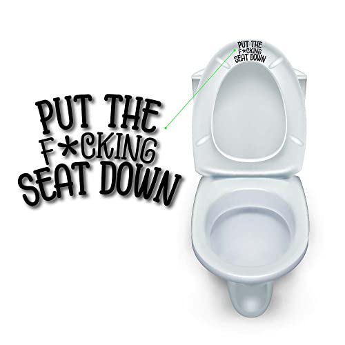 Yoonek Graphics Put The f*cking Seat Down Decal Sticker for Restroom, Bathroom Toilet lid or Toilet seat. (3" x 4.4", Black)