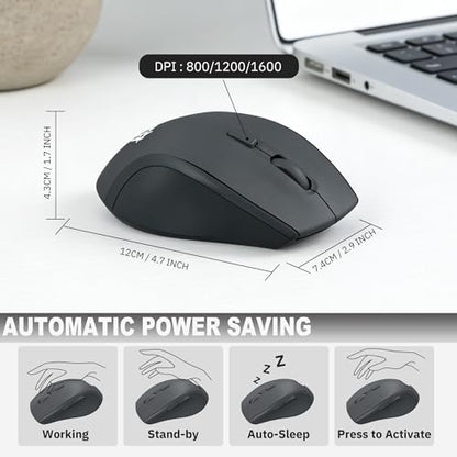 Ergonomic Wireless Keyboard and Mouse Combo, 2.4GHz USB Full Size Keyboard with Wrist Rest and 3 Level DPI Adjustable Wireless Mouse for PC and Laptop Use - Black - color: NK-905 Black