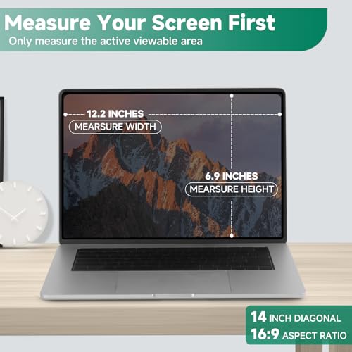 Nano-Suction Laptop Privacy Screen 14 Inch 16:9, Removable Screen Privacy Shield for Laptop, Anti Glare, Anti Bule Light, Screen Protector for Lenovo HP Dell Acer Asus Thinkpad - size: Laptop 14 inch 16:9