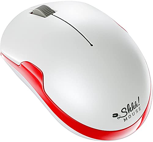 – Wireless Silent Optical Mouse with USB Receiver and Batteries – Cordless, Portable, Quiet Click Mouse for PC, Laptop, Chromebook, Computer - color: White/Red