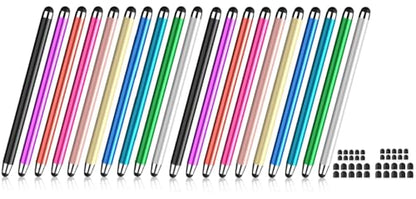 Stylus Pen for Touchscreen 20 Pack, 2 in 1 Universal Stylus High Precision Sensitivity, Stylus Pen for ipad, iPhone, Android, Galaxy Microsoft,Chromebook Tablet All Capacitive Touch Screens - color: Metallic Colors-20pack