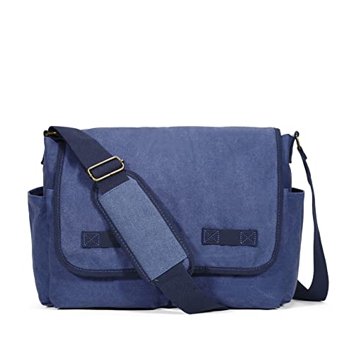 Sechunk Canvas Large Messenger Bag Shoulder bag Cross body bag Crossbody Bag - color: Blue, size: Large
