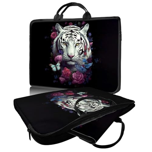 Laptop Bag,14 15 15.6 inch Laptop Case Sleeve,Computer Sleeve with Handle for Women Men,Carrying Case for MacBook,Dell,Lenovo,Notebook Computer,Cute White Tiger - color: Cute White Tiger