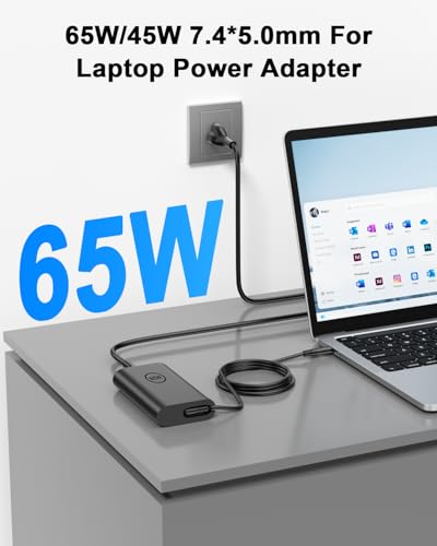 65W Laptop Charger Compatible with Dell Latitude 5400 5480 5490 5590 5500 5410 5510 7480 D630 D830 5480 D820 Inspiron N5110 N5010 N7110 AC Power Adapter - size: 65 W 7.4x5.0 Mm Or 4.5x3.0 Mm