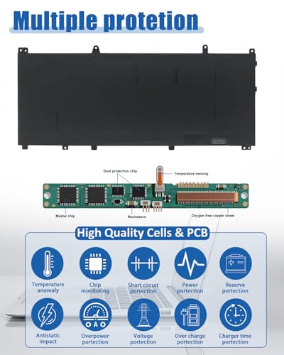 80.5Wh VG661 Battery Replacement for Dell Alienware X14 R1 Alienware X14 R2 Series Notebook 0GD3C9 GD3C9 0V4N84 V4N84 - size: 10.98*4.82*0.20 inch VG661