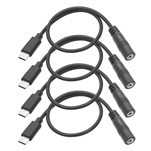 4Pcs DC 3.5mm x 1.35mm to USB C Power Cable 1FT, DC 35135 Female to USB Type C Male Plug 5V 3A Power Charging Extension Cord, for LED Desk Lamp, Small Fan, Camera and More - style: DC 35135 Female to USB Type C Mael - 4Pcs