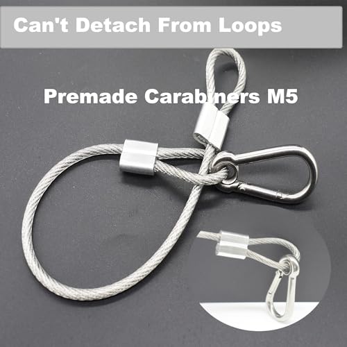 5 pcs 12 inch Vinyl Cover Coated Stainless Steel Wire Rope Lanyard Cable Tether Safety Strap with Hooks and 2 Loops (4mm Thickness), Clear - color: 5pcs_Clear, size: 12"/30cm