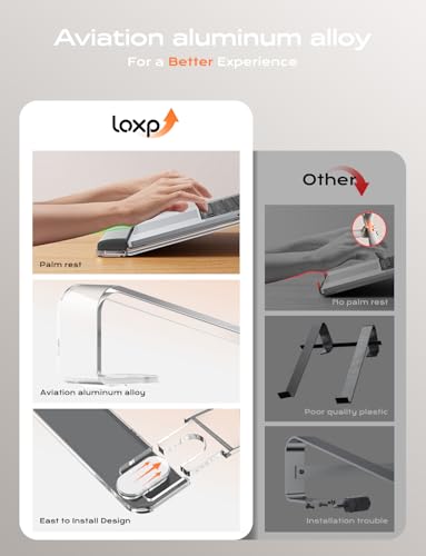 LOXP Acrylic Laptop Stand for Desk, Laptop Stand with Wrist Support | Removable Notebook Stand Ventilated Cooling Computer Riser Ergonomic Acrylic Lectern Mount Compatible with 10-17” Laptops - color: Acrylic Clear