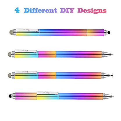Capacitive Stylus Pen, 4-in-1 High Sensitivity and Precision Touch Screen Stylus Clear Disc Tip,Black Rubber Tip &Mesh Fiber Tip Compatible with Universal Touch Screen Device, Dreamy Rainbow - color: Dreamy Rainbow