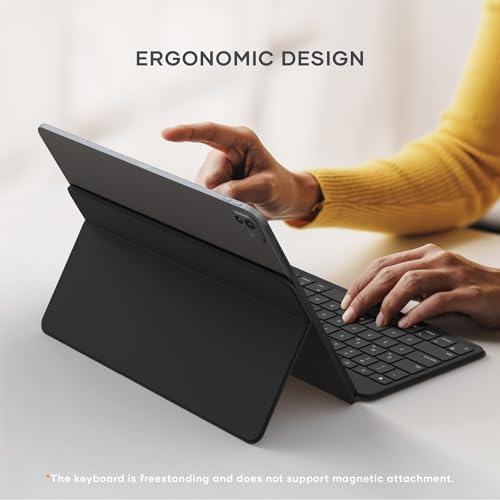 Satechi OntheGo Bluetooth Keyboard, Connect Up to 3 Devices, Tablet, Black | Adjustable stand, USB-C rechargeable battery, compact & portable, for iPad, tablet - color: Black