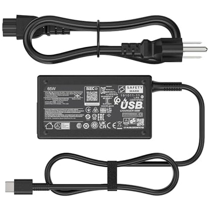 65W USB-C Charger Compatible with HP EliteBook Envy x360 | 20V 3.25A Type-C Adapter. Fits ProBook, Spectre, Pavilion, Chromebook, ZBook, G8-G11. Replaces L65505-002 TPN-DA20.