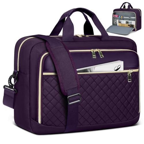 NEWHEY Laptop Bag 17.3 Inch Laptop Briefcase for Women Large Computer Bag | Water-resistant Shoulder Messenger Bag with Multi-Pockets & Padded Strap for Business Office Work College Purple - color: Purple, size: 17 inch