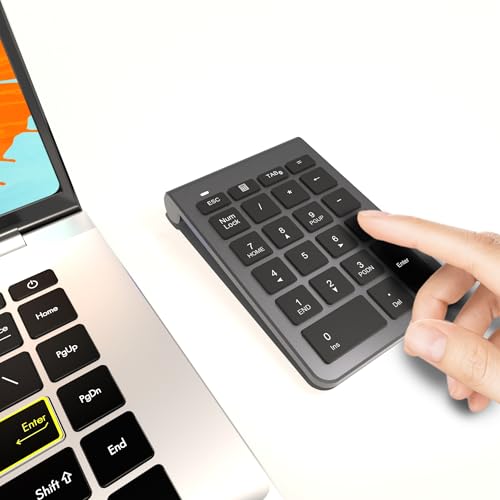 Bluetooth Number Pad, Wireless Numeric Keypad with 22 Keys - Portable Numpad for Laptop/Desktop/MacBook/Surface Pro/Windows/Android/iOS - Quiet Keys 33ft Range & Ergonomic Design