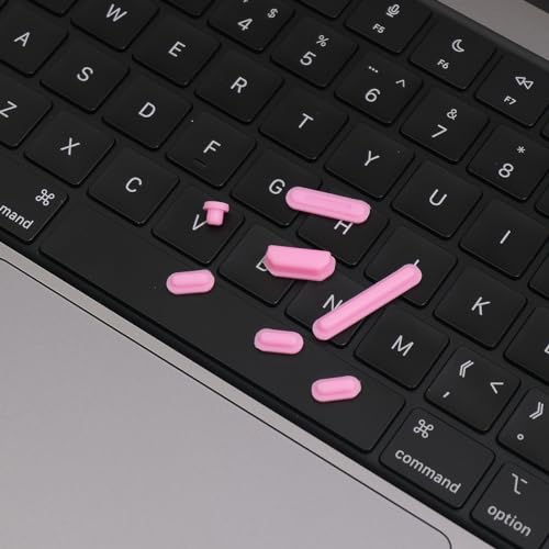 ProElife 7-Pcs Anti Dust Dirt Plug for MacBook Pro 14 16 M5 M4, Pink | Durable Laptop Silicone Anti Dirt Protective Cover, Custom Fit Design, Easy to Apply and Clean, Non-Slip Dust Plugs Set - color: Pink