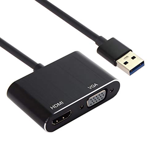 Chenyang USB 3.0 to HDMI ＆ VGA HDTV Adapter Cable External Graphics Card for Windows Laptop - color: USB 3.0 to HDMI ＆ VGA