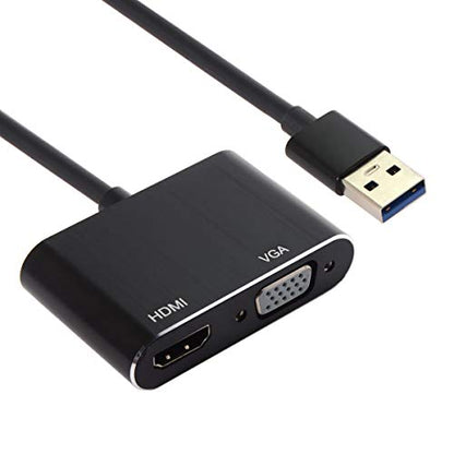 JSER USB 3.0 & 2.0 to HDMI & VGA HDTV Adapter Cable External Graphics Card Compatible for Windows Mac Laptop - style: USB3.0 to HDMI+VGA
