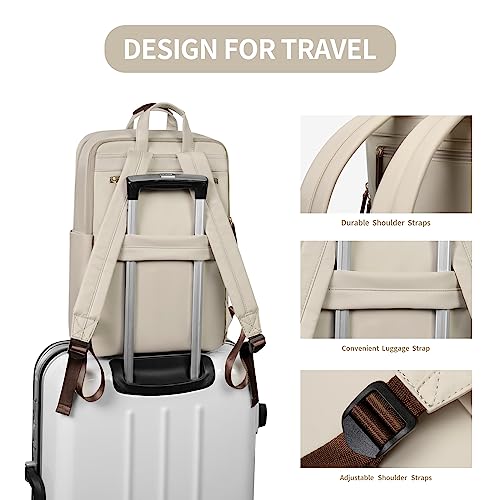 GOLF SUPAGS Travel Laptop Backpack for Women Anti Theft Slim Durable College Bookbag Business Computer Bag Fit 13.3Inch Notebook (Apricot, 13.3Inch) - color: Apricot, size: 13.3 Inch