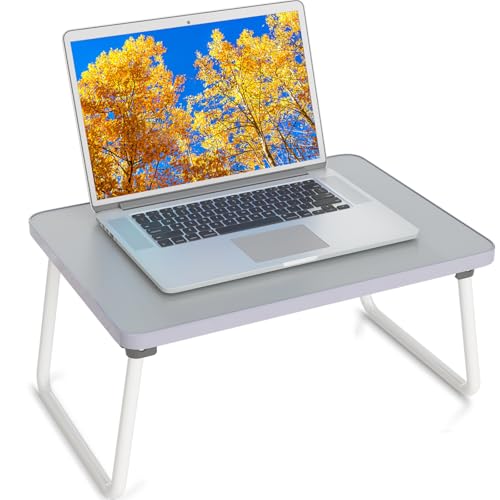 Lap Desks Laptop Tray for Bed or Couch,Portable Breakfast Serving Tray with Folding Legs,Foldable & Lightweight Mini Table, Laptop Stand for Working, Reading and Writing,Gray - color: Gray