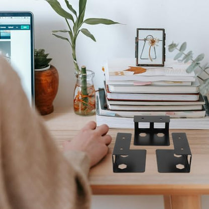 Zerodeko Desk Laptop Mount with Metal Screw Mounting Bracket and Protective Pads, Universal 3pcs Black Laptop Storage Holder for Keyboard, Cables, and Network Switch, Office and Study