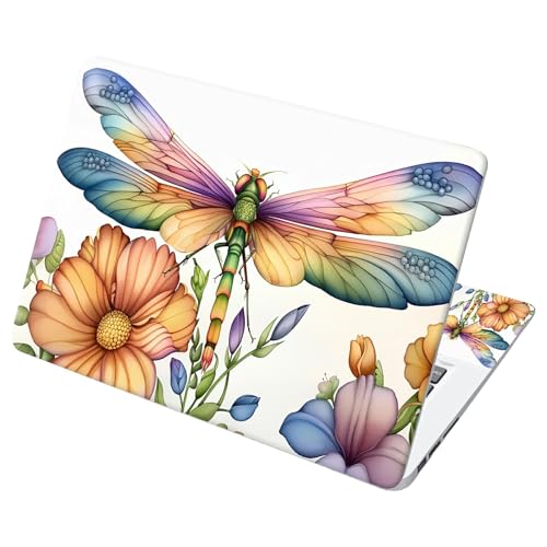 Universal Laptop Skin Sticker with 2 Wrist Pad Decals, 3-Piece Removable Vinyl Laptop Cover, Color Dragonfly Waterproof Anti-Scratch, Easy-Trim Fit for 13.3" 14" 15.6" Laptops - color: Color Dragonfly