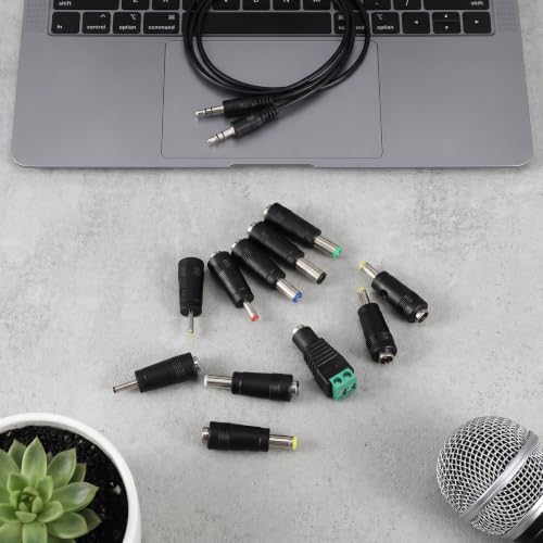 11Pcs DC Adapter Plug Kit, Universal 5.5mm x 2.1mm AC Cord Connector | Power Supply Plug Jack Tips Charger Adapters Set for LED Strip, Laptop, Router, Camera, Bluetooth Speaker& More