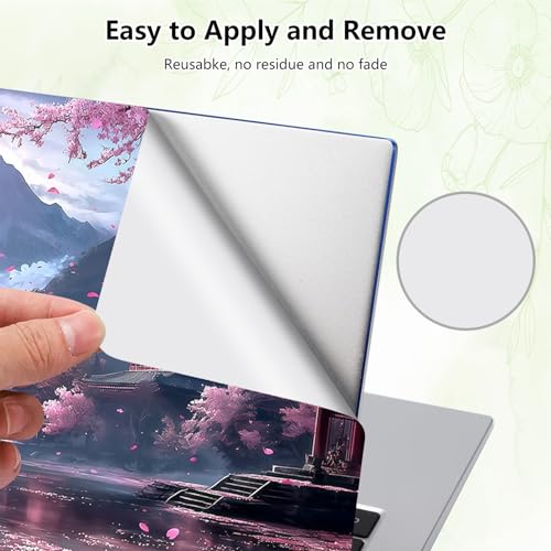 Laptop Skin Sticker Decal, Universal Reusable Vinyl Laptop Cover for 12" 13" 13.3" 14" 15" 15.4" 15.6" Notebook PC, Reusable Waterproof Scratch-Resistant with 2 Wrist Pads,Cherry Blossoms - color: Cherry Blossoms
