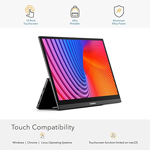 SideTrak Solo Pro 13” Touchscreen Portable Monitor for Laptop | 1080p LED Small Laptop Screen Extender | Kickstand | 10ms Response Time | 60Hz Refresh Rate | USb-C, Mini-HD | 1.6 lbs Travel Monitor