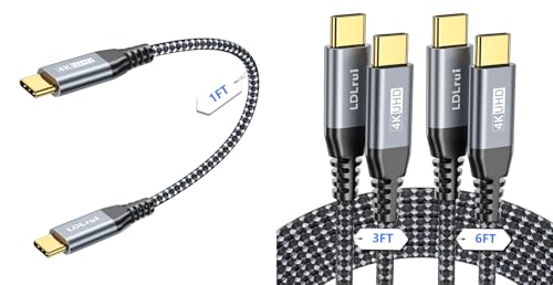 USB C Cable [1FT+3FT+6FT, 3 Pack] 20Gbps High Speed Data Transfer, 4K@60HZ UHD USB C Display Cable, USB 3.2Gen 2x2 Type C 100W Fast Charging Cord for Dell, Sandisk, Samsung T7, ARZOPA, KYY, MNN - size: 1FT+3FT+6FT, style: Straight Type C