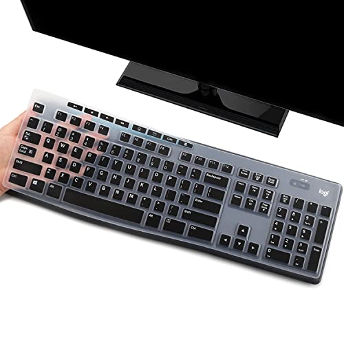 Keyboard Cover Skin Protector Fit Logitech MK275 MK270 Keyboard, Logitech K200 K260 K270 MK200 MK260 Ultra Thin Desktop PC Silicone Keyboard Cover-Black - color: Black