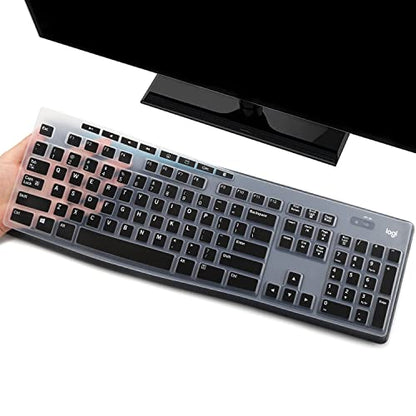Keyboard Cover Skin Protector Fit Logitech MK275 MK270 Keyboard, Logitech K200 K260 K270 MK200 MK260 Ultra Thin Desktop PC Silicone Keyboard Cover-Black - color: Black