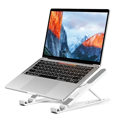 BESIGN LS01 Pro Ergonomic Laptop Stand, Plastic Laptop Riser, Portable and Adjustable Notebook Computer Holder Compatible with 10-14" Laptops (White) - color: White