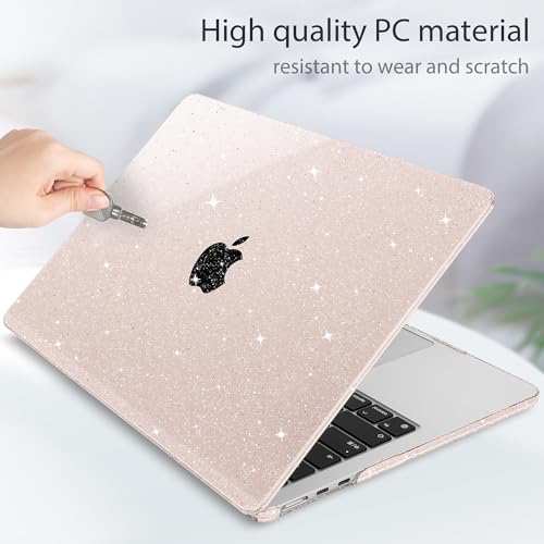 May Chen for 2026 MacBook Air 15 inch Case 2025 2024 2023 A3448 M5 A3241 M4 A3114 M3 A2941 M2 with Liquid Retina Display & Touch ID, Plastic Hard Shell with Keyboard Cover - Sakura Pink Glitter - color: Sakura Pink Glitter