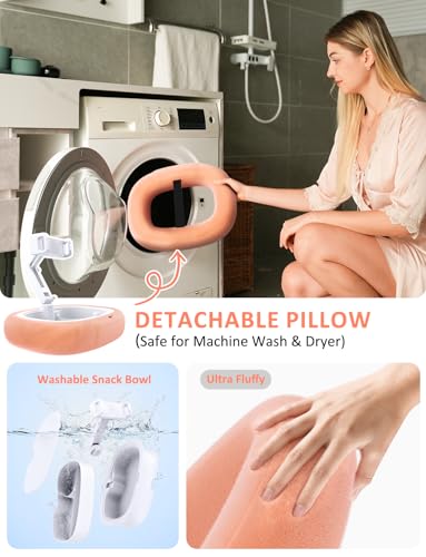 Tryone Tablet Pillow Holder & Laptop Stand : Lap Adjustable iPad Holder with Snack Bowl,Soft Plush Pillow & 360° Rotating Detachable Support Arm for 4.7-16.1 Kindle Phone Tablet Laptop (Pink) - color: Upgraded Version - Pale Pink