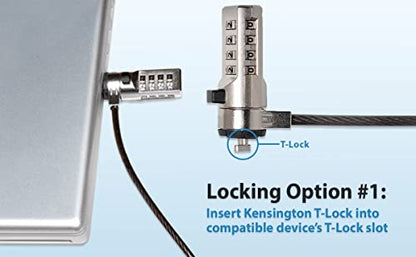 ChargeTech Anti-Theft Combination Cable Lock for Securing Laptops, Computers, Tablets and Other Devices