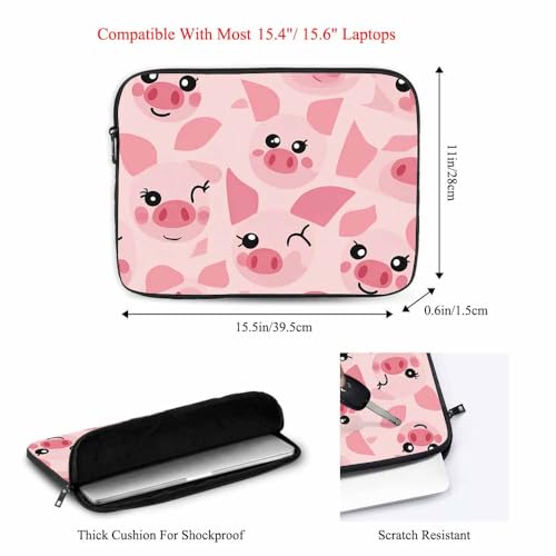 Laptop Sleeve Bag 15.4 15.6 Inch,Cute Pigs Pink Piggy Animal Protective Polyester Computer Cases Laptop Cover Briefcase Bag Tablet Travel Cover - color: LPS-015