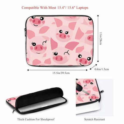 Laptop Sleeve Bag 15.4 15.6 Inch,Cute Pigs Pink Piggy Animal Protective Polyester Computer Cases Laptop Cover Briefcase Bag Tablet Travel Cover - color: LPS-015