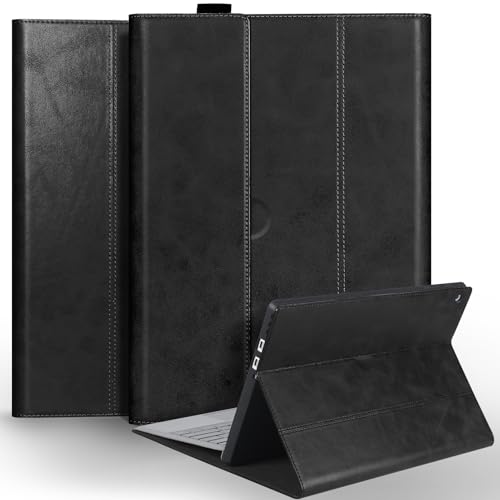 Leather Case for Microsoft Surface Pro 12 12 inch 2025 Folio Cover | Genuine Leather Protective Shell,with Type Cover Keyboard and Pencil Holder,Shockproof & Drop-Proof.Black - color: Black, size: Surface Pro 12 12-inch