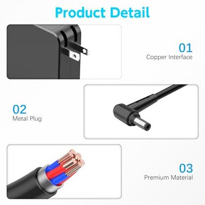 45W Laptop Charger Compatible with Asus VivoBook and ZenBook, 19V 2.37A Replacement Power Adapter (4.0mm Tip, 6Ft Cord)