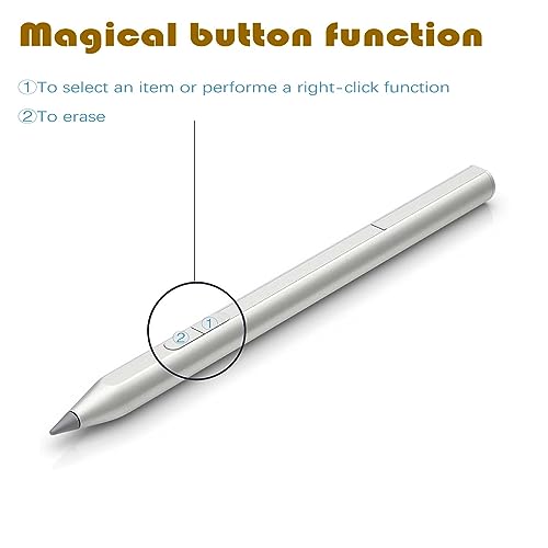 Stylus Pen for HP Active Rechargeable Tilt Pen MPP 2,Compatible HP Omnibook X/Ultra/7 Flip/Envy X360/Pavilion X360/Specter X360 Magnetic Barrel, 4096 Levels Pressure&Erase Function 3J122AA,Silvery - color: Silvery