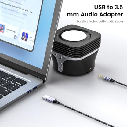 MOSWAG USB to Audio Jack Adapter, USB Male to 3.5mm Male AUX Stereo Audio Converter with Microphone, Nylon Braided PC AUX Cable Compatibility with PC, Laptop, Windows, Linux, Home Stereo,Headphone - size: 3 meters