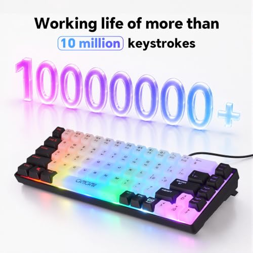 CHONCHOW Mini RGB 60% Gaming Keyboard, 68 Keys Small Compact USB Wired Rainbow Light Up Backlit Gaming Keyboard for Xbox PS4 PS5 PC Laptop Gamer(White-Black)