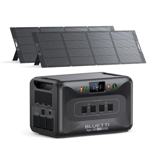 BLUETTI Apex 300 Solar Generator & 2x350W Solar Panel Included 2764.8Wh LFP | Portable Power Station with 6 3840W AC Outlets 7680W Surge, Simultaneous 120V/240V Dual Voltage for Camping, Off-Grid Living - style: BLUETTI Apex 300+2x350W