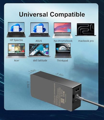 100W USB C Laptop Car Charger PD Fast Charging Adapter Compatible with Dell | XPS Latitude Precision, Lenovo ThinkPad Yoga IdeaPad, MacBook Pro Air, HP EliteBook Spectre, LG Gram, Chromebook