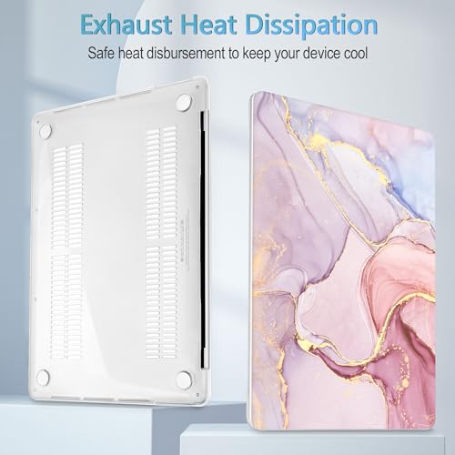 Mektron Case for MacBook Pro 16 inch A2141, Pink Marble Clear Hard Shell Cover 2020 2019 Pro 16-inch with Touch bar & Touch ID w/Keyboard Cover Skin Screen Protector Dust Plug - color: Pink Marble
