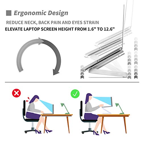 SOUNDANCE Laptop Cooling Pad with Low-Noise Fan and 3.0 USB Hubs, Ventilated Laptop Cooler Prevent Overheating, Ergonomic Laptop Stand Support Up to 17” Gaming Notebook Computer, Aluminum