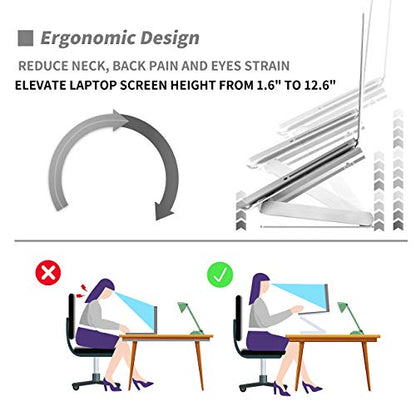 SOUNDANCE Laptop Cooling Pad with Low-Noise Fan and 3.0 USB Hubs, Ventilated Laptop Cooler Prevent Overheating, Ergonomic Laptop Stand Support Up to 17” Gaming Notebook Computer, Aluminum