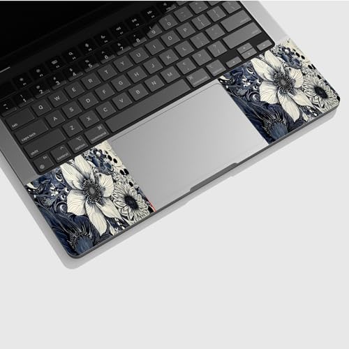 Universal Laptop Skin Sticker with 2 Wrist Pad Skins, Waterproof Scratch Resistant Vinyl Laptop Cover Decal, Cut to Fit for 11–15.6 Inch MacBook HP Dell Lenovo, Black White Sunflowers - color: Black White Sunflowers