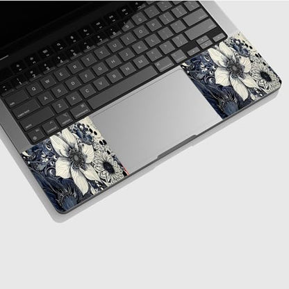 Universal Laptop Skin Sticker with 2 Wrist Pad Skins, Waterproof Scratch Resistant Vinyl Laptop Cover Decal, Cut to Fit for 11–15.6 Inch MacBook HP Dell Lenovo, Black White Sunflowers - color: Black White Sunflowers