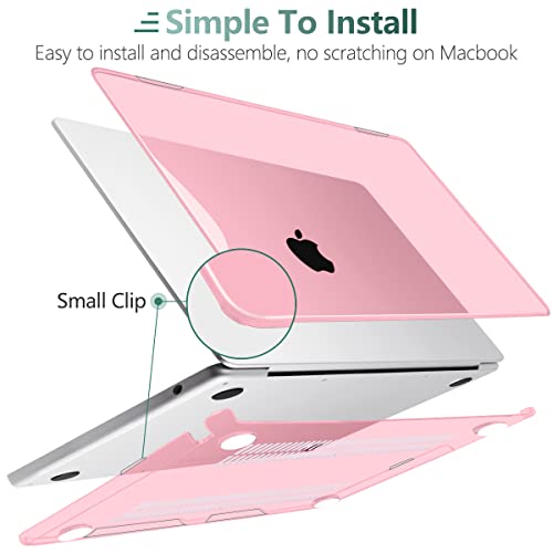 TWOLSKOO Compatible with MacBook Air 13 inch Case M5 2026 M4 2025 M3 M2 2024-2022 A3449 A3240 A3113 A2681, Plastic Hard Shell & Keyboard Cover & Screen Film for MacBook Air 13.6 inch, Crystal Pink - color: Crystal Pink